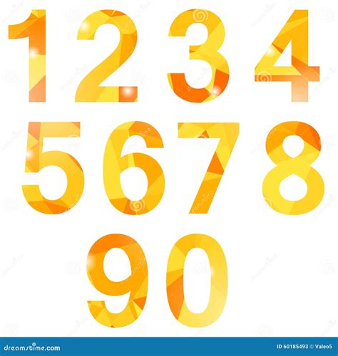 orange polygonal numbers stock vector illustration