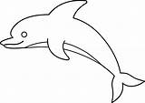 Dolphin Clip Cute Line Colorable Sweetclipart sketch template