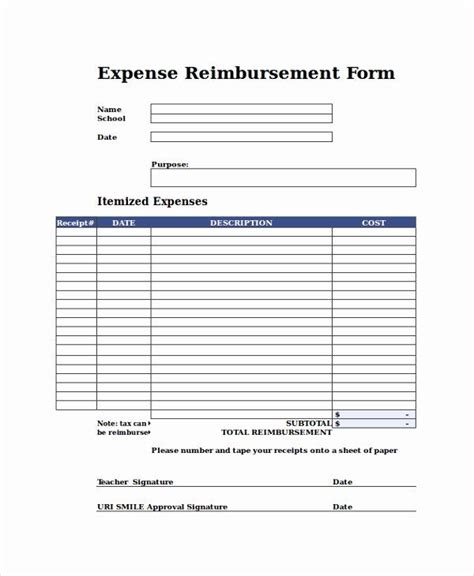 travel reimbursement form template lovely  sample reimbursement forms