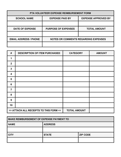 reimbursement receipt form
