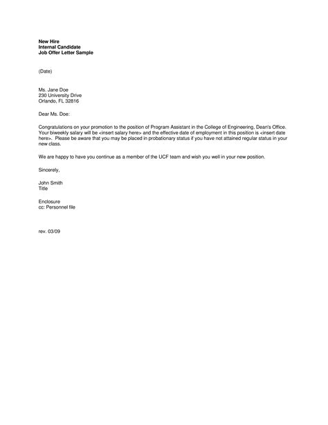 hire internal candidate job offer letter templates