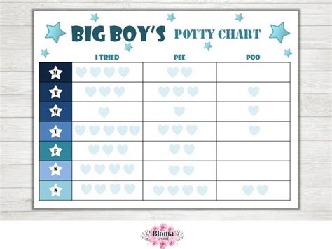 boy potty chart printable  big boy potty training etsy