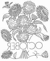 October Flowers Marigolds Coloring Pages Marigold Traceable Musings Inkspired Cosmos Notice Both sketch template