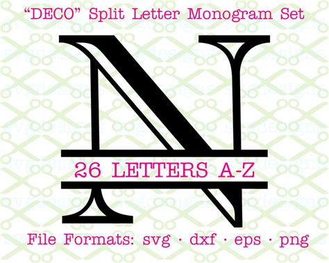 deco split monogram svg cricut silhouette files svg dxf eps png