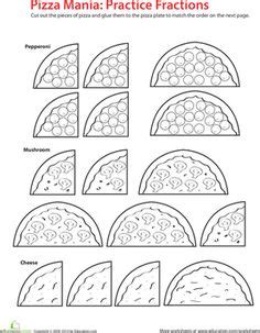 print  cut   manipulative fraction pizzas    lesson