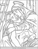 Pieta Jesus Thecatholickid Lent Holy Crucifixion Cnt Colouring sketch template