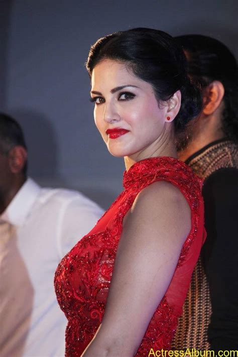Bollywood Actress Spicy In Red Dress Sunny Leone Actress