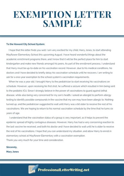 An Exemption Letter Sample | Lettering, Letter example