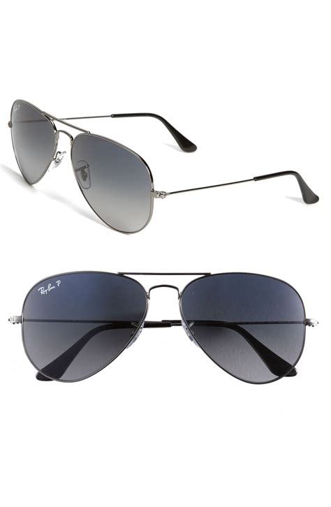 ray ban polarized aviator sunglasses in gray grey blue lyst