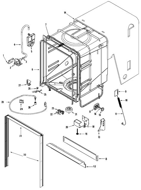 tub diagram parts list  model mdbhaww maytag parts dishwasher parts searspartsdirect