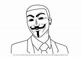 Hacker Mask Anonymous Draw Drawing Step Drawings Drawingtutorials101 Mascots Getdrawings sketch template
