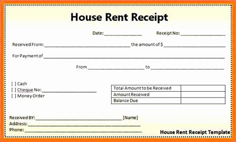 printable rent receipt templates  word rent receipt