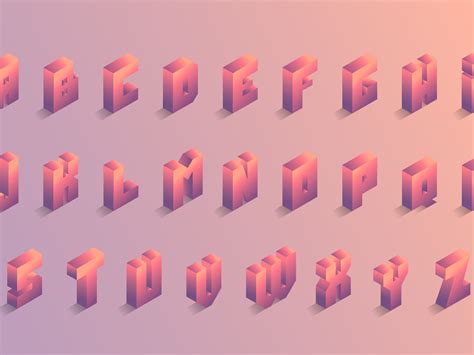 isometric letters  kateryna grozian  dribbble