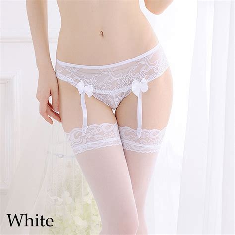 2020 sexy women sheer lace floral high waist stockings garter belt