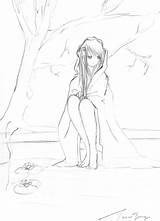 Sad Anime Girl Drawing Depressed Drawings Template Coloring Pages Getdrawings Pencil Sketch Google sketch template