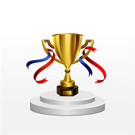 realistic gold trophy  podium vector trophy cup  red  blue