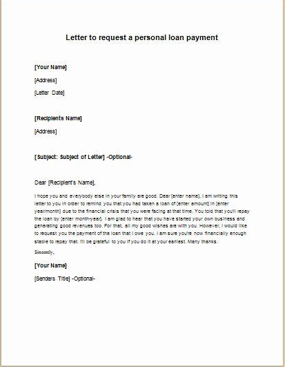 personal loan letter template   request letter  provide