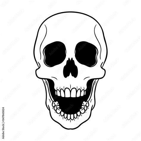 terrible skull with a gaping mouth that screams white and black