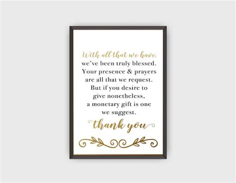 monetary gift request etsy