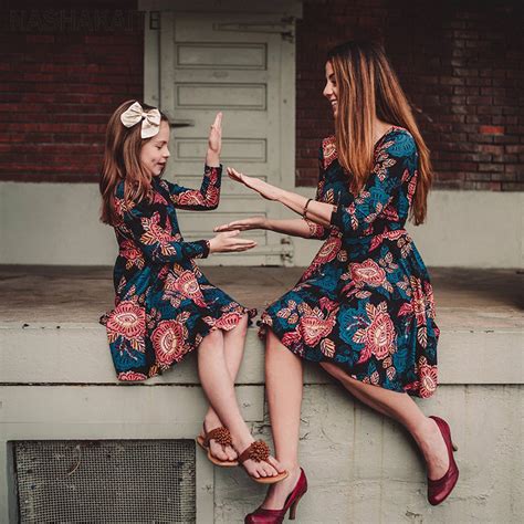 Buy Mother Daughter Dresses 2019 Vintage Floral A Line