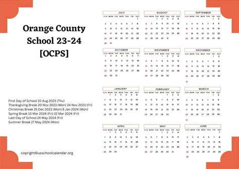 orange county school calendar holidays   ocps