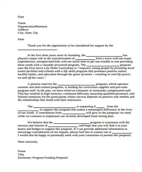business proposal letter templates   ms word pages
