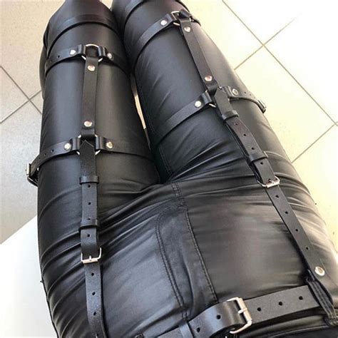 women sexy bdsm punk goth leather garter harness belt fetish leg
