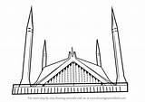 Faisal Mosque Shah Masjid Islam Drawingtutorials101 sketch template