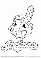 Indians Cleveland Logo Draw Drawing Coloring Pages Printable Step Mlb Template Tutorials Drawingtutorials101 sketch template