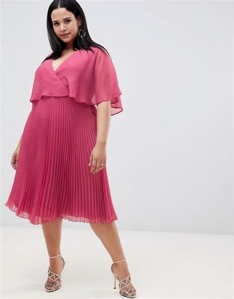 asos design curve flutter sleeve midi dress with pleat skirt best plus size prom dresses 2019