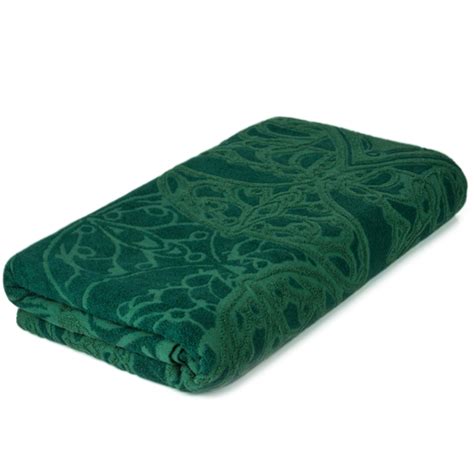 deep green cotton terry blanket throw product sku