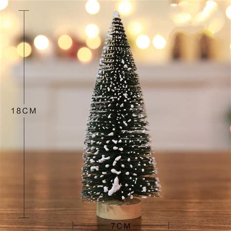 otviap pc mini christmas tree snow frost home tabletop decor diy small pine trees children gift