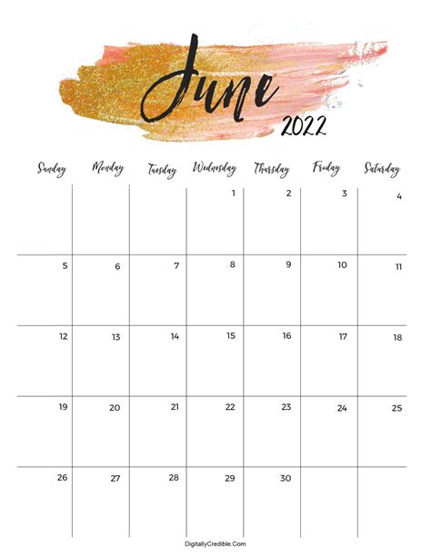 june  calendar cute floral templates
