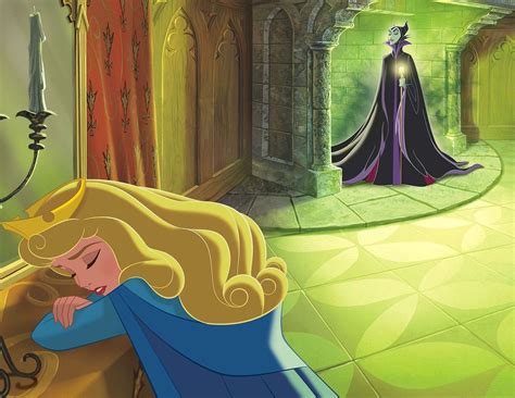 Sleeping Beauty Crying With Maleficent In The Background Disney Pixar