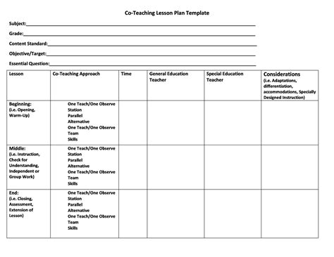 lesson plan templates common core preschool weekly