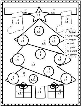 christmas addition color  number st grade activities christmas