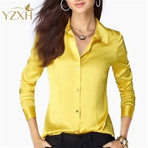 buy s xxxl women fashion silk satin blouse button