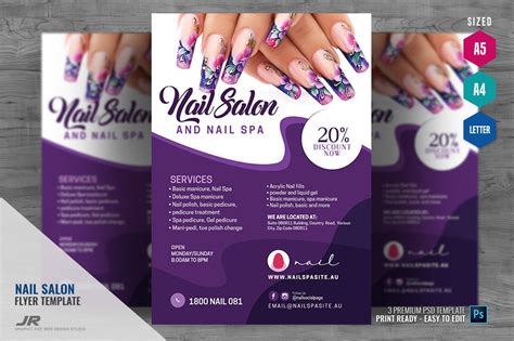 beauty nail salon flyer flyer templates creative market