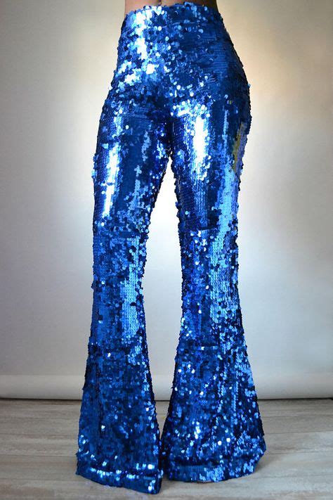 Royal Blue Sequin Flare Pants Sparkly Outfits Wide Leg Pants Fashion