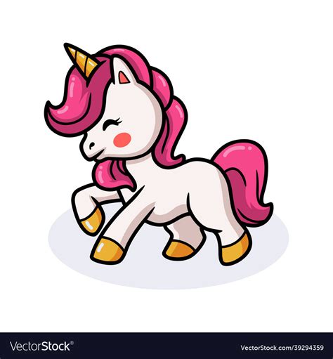 cute baby unicorn cartoon walking royalty  vector image