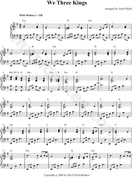 oneill brothers   kings sheet  piano
