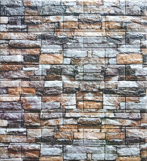 dundee deco peel  stick   adhesive foam wallpaper multicolored faux bricks stones