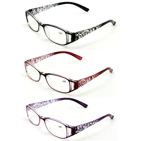 3 pairs women flower temple floral readers fashion reading glasses rx