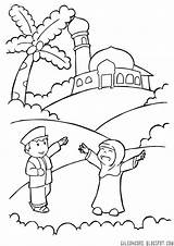 Mewarnai Sketsa Ramadan Putih Mewarna Nabi sketch template