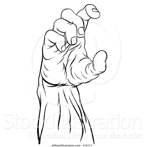 vector illustration   black  white zombie hand holding