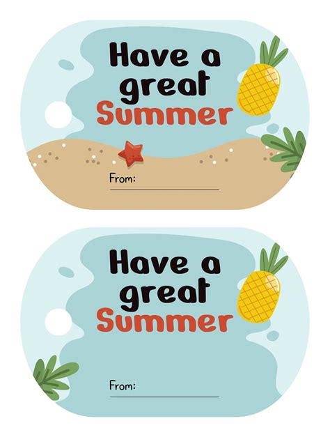 happy summer tags printable  printablee