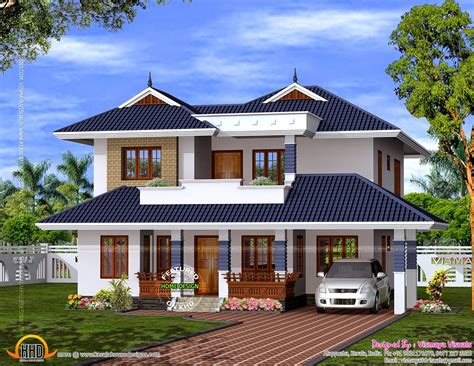 modern mix sloping roof elevation keralahousedesigns