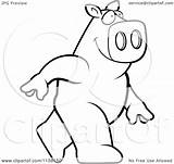 Pig Upright Walking Clipart Cartoon Cory Thoman Outlined Coloring Vector Collc0121 Protected Royalty sketch template