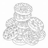 Coloring Donut Donuts Pages Pile Printable Color Getcolorings sketch template