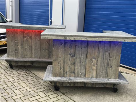 bar balie van steigerhout met led verlichting en op wielen buitenbar led toog